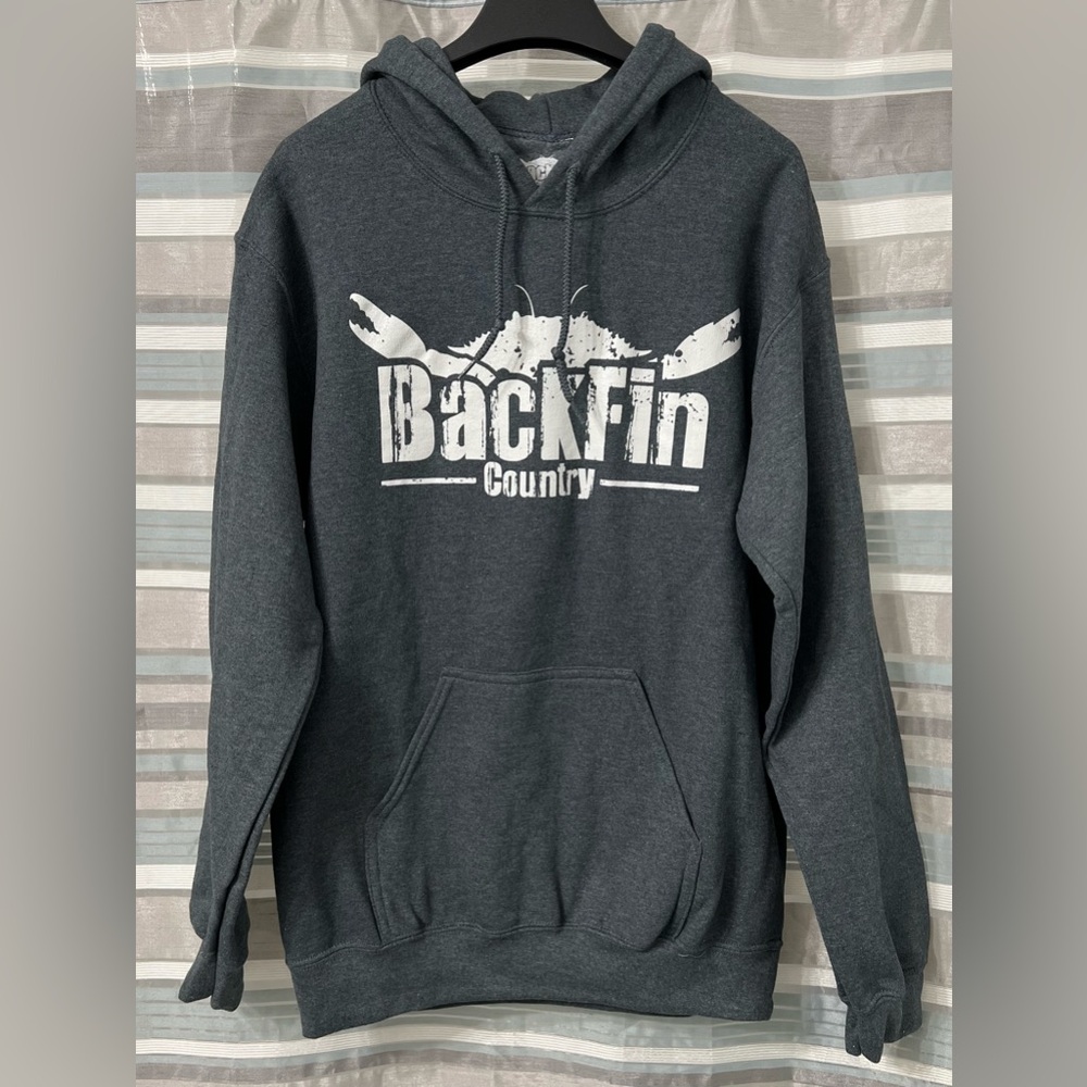 BackFin Country Crab Graphic Gray Pullover Hoodie